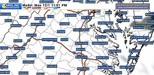 Future radar forecast for Monday Night through Tuesday afternoon! | Central Virginia Weather