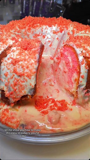 This is the recipe for all my pound cakes so you can easily switch up the flavor profile. Full recipe in the comments! #poundcake #cakefromscratch #homemadecake #strawberrypoundcake #easydessert #easyrecipe #caketutorial #strawberrycrunch | Keidra Johnson