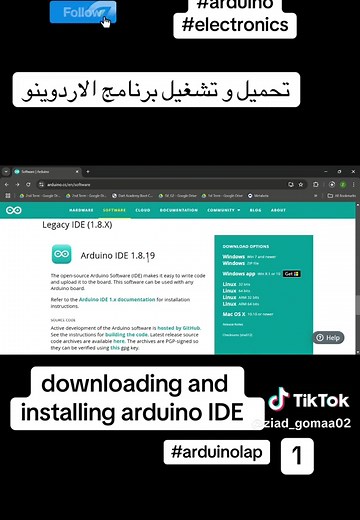تحميل و تشغيل برنامج الاردوينو|downloading and installing arduino IDE #arduinolap #arduinoproject #electronics #viral_video #اردوينو