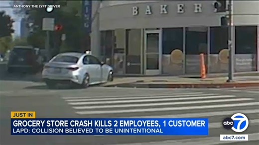 Video shows car slamming into Westwood grocery store