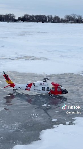 Flying an RC MH-60 Jayhawk off a frozen lake! Flywing makes the most buttery smooth GPS helicopters. This one features the LED lights, working suspension, easy to remove canopy, and has all the bells and whistles you’d want. It even has a coordinated turn mode, where you can just use the rudder and it will automatically bank to give you smooth, scale like turns. Also, it’s a show stopper in the air. Looks so dang cool #rchelicopter #rcheli #radiocontrol #remotecontrol #rchobby @Stirlingkit
