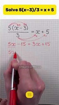Solve 5(x−3)/3 = x + 5 Step by Step 📚 Easy Algebra Trick #Math #Algebra #EquationSolving #LearnMath