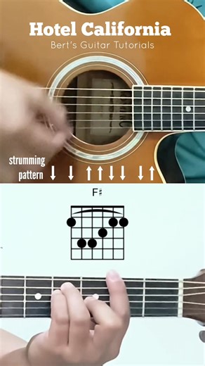 Hotel California - Eagles guitar chords with strumming pattern #guitarlessons | Bert's Guitar Tutorials