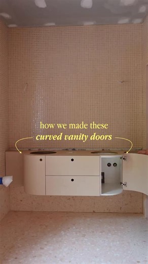 Plot Joinery on Instagram: "The stacking method. MDF cut to the shape of the door, stacked together with dowels and glue. Laminated to smooth over the face. Benefits: - No spring back (bendy ply/MDF can change shape once out of the mould due to tension/choice of adhesive) - No need to trim down the door once glued up (it’s comes off the CNC the exact size and radius it needs to be)"