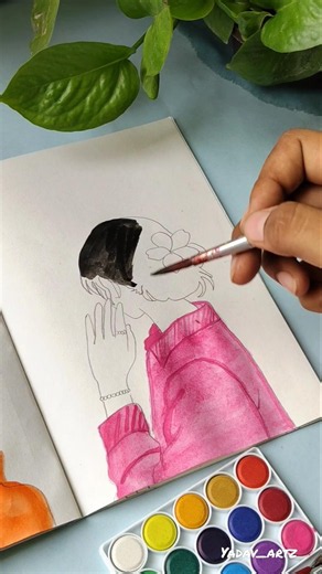 face hide girl drawing idea painting #easydrawing#painting#art#watercolor