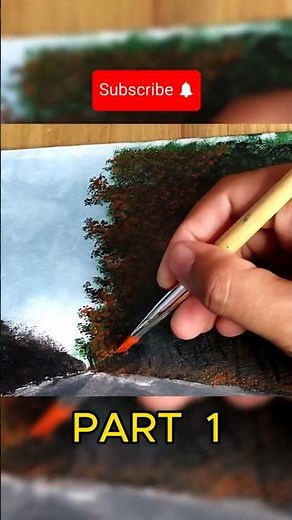 How to Paint Realistic Autumn Road | Acrylic Tutorial Part 1 #shorts #painting