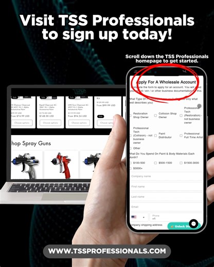 🚗 TSS Professionals: The Wholesale Advantage Get exclusive bulk pricing, priority support, and access to 100,000 colors with our wholesale program—designed for body shops, distributors, and auto refinishing pros. ✅ Bulk discounts & exclusive pricing ✅ Professional-grade automotive paints & supplies ✅ Fast shipping & priority support Join the TSS Pro wholesale program and start saving today! 👇 | The Spray Source