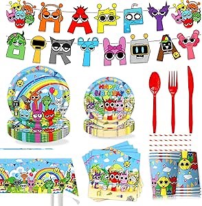 Amazon.com: Birthday Party Supplies Set(Rhythm box) - 106 Pieces (Plates, Napkins, Cutlery) for 10 Guests |Disposable Tableware Set|Party Decorations Kit : Everything Else