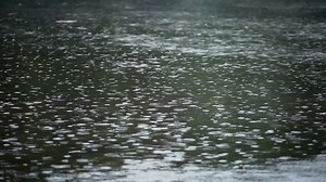 Download drizzle rain over warm water cold autumn evening for free