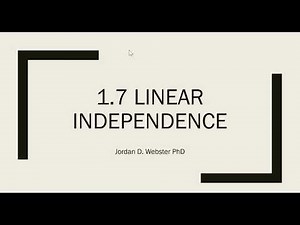 1.7 Linear Independence