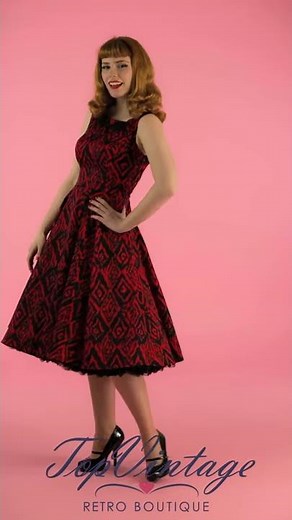 TopVintage - 50s Vera Swing Dress in Black and Red