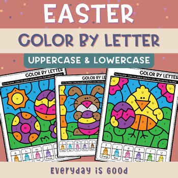 Easter Color by Letter Worksheets | Uppercase Lowercase Letter Recognition