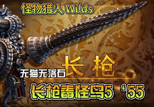 怪物猎人荒野【长枪毒怪鸟5‘55】无猫无落石