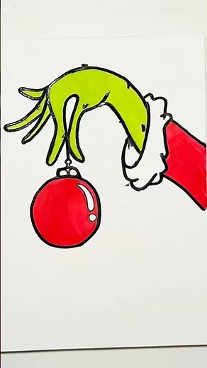 Drawing the grinch hand #art #shorts #short #drawing #christmas