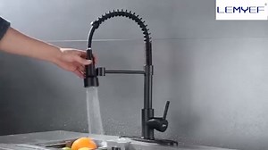 Kitchen Sink Faucet, Pull Down Spring Single Handle Stainless Steel Faucet with Sprayer with LED Light for bar Laundry and Utility Sink faucets (Brushed Nickel)