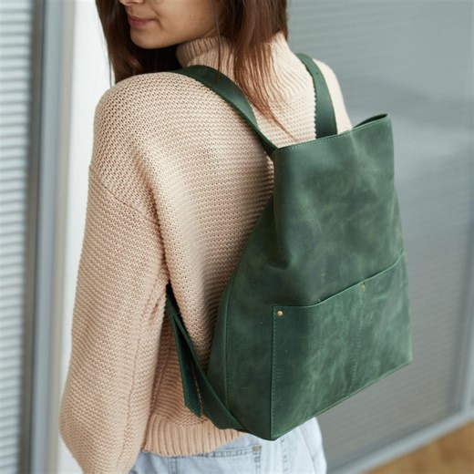 Personalized Shoulder Bag: Convertible Leather Backpack Purse, Fits 13-16 Inch Laptop- Minimalist Style - Etsy