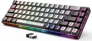65% Wireless Gaming Keyboard, Rechargeable, LED Backlit, Plug-and-Play, Ultra-Compact Anti-ghosting No-Conflict Keyboard for PC Laptop Windows (Grey-Black)