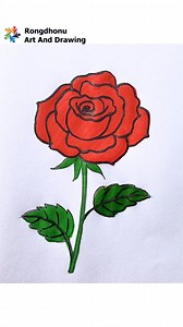 A Beautiful Rose Drawing And Coloring | Easy Red Rose Drawing #rose #redrose #reels | Rongdhonu Art and Drawing