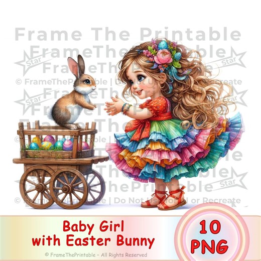 Baby Girl Easter Bunny Clipart, Spring Kids Illustration, Sweet Bunny Girls Art for Nursery Decor, Cards, Invitations, Scrapbooking - Etsy