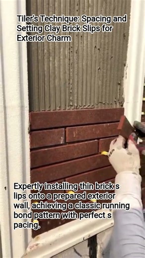 Tiler's Technique: Spacing and Setting Clay Brick Slips for Exterior Charm#BrickVeneer#FauxBrick