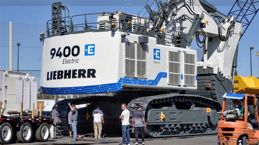 Liebherr excavator moved from MINExpo event site