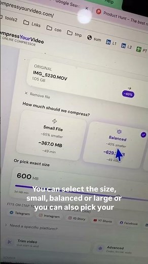 use the insane ai tool to compress large video files
