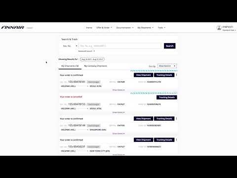 Finnair Cargo Online tutorial