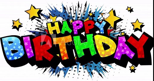 4k animated cartoon with Happy Birthday comic book style card isolated on white background. Colorful text on motion graphic for greeting cards, social media posts, and posters. Ultra HD animation. Stock Video