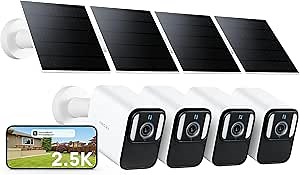 Anona Lucio 2.5K Security Camera Outdoor Battery Wireless with Solar Powered, Color Night Vision & 138° FOV, Multi-Object Detection, No Hub Needed, Two-Way Audio, IP67, 4 Pack