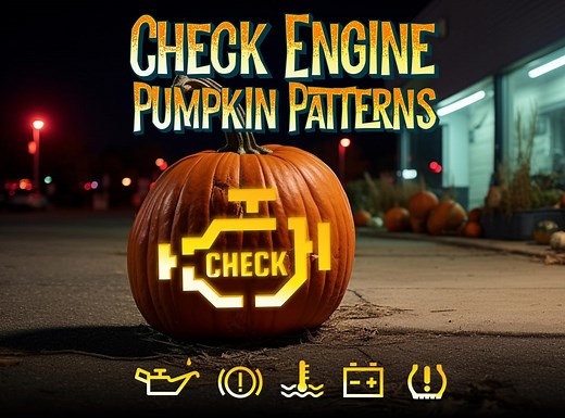 Check Engine Light Pumpkin Carving Stencil || Funny Design for Car Repair - Etsy