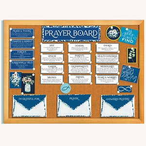 Prayer Board Kit! Prayer Wall Printable, Scriptural Headers With Bible Verses, Biblical Topics, Yearly & Monthly Goals Sheets, Cobalt Blue - Etsy