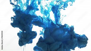 blue colors falling into the water creating a color spread.