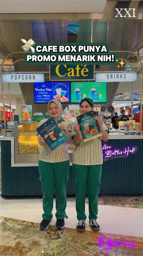 XXI Café, part of Cinema XXI on Instagram: "CUMA 50RB UDAH DAPET POPCORN SALT/SWEET (kids) + JAVA TEA SPECIAL (M) + DONUT COKELAT/KEJU???? 😱 Udah tahu XXI Café Box belum? Itulohh tempat jajan menu XXI yang praktis di area mal. Jadi, selain masuk ke outlet XXI, kamu bisa beli popcorn & snack favorit di XXI Café Box! Tenang, masih banyak promo lainnya, cek video di atas ya!! Gass ke XXI Café Box di mal terdekatmu 💨 SAVE & SHARE ke si paling hobi ngemil! Jangan lupa follow untuk info promo lainny
