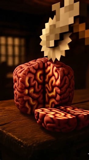Cutting a Frozen Brain Block 🧠❄️ | Minecraft AI Surreal #minecraft #ai #games