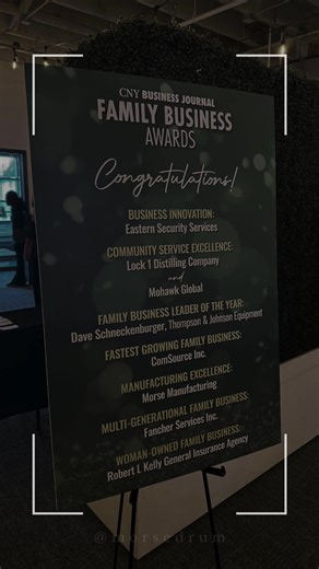 Today, we were honored to attend the CNY Business Journal’s Family Business Awards, where Morse Manufacturing received the award for Manufacturing Excellence. It was a special moment to celebrate our 100 year legacy with members of our Morse family. Thank you to the CNY Business Journal and BizEvents for this recognition—and congratulations to all the incredible honorees who continue to strengthen our region’s business community. #FamilyBusinessAwards #ManufacturingExcellence #MorseManufacturing