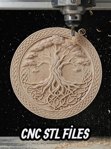 Tree of Life STL File CNC Router Relief | Celtic Knot Border Wood Carving 3D Model Digital Download - Etsy