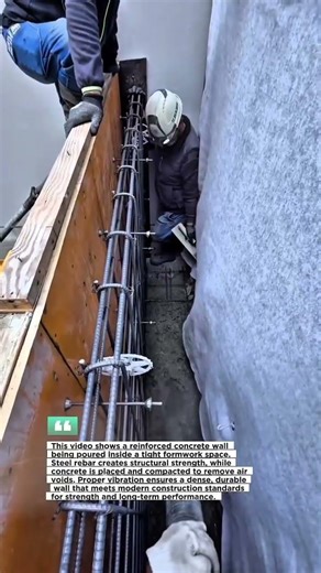 Concrete Wall Pour with Rebar & Formwork System #Construction #Concrete #Engineering