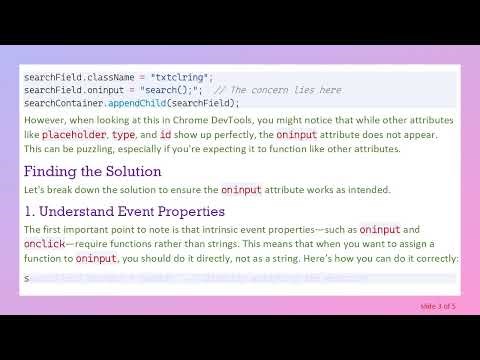 How to Properly Add an oninput Attribute to an Element Using HTML DOM