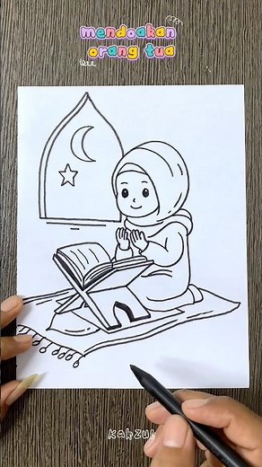 menggambar kartun anak islami #caramenggambar #drawing #gambarkartun