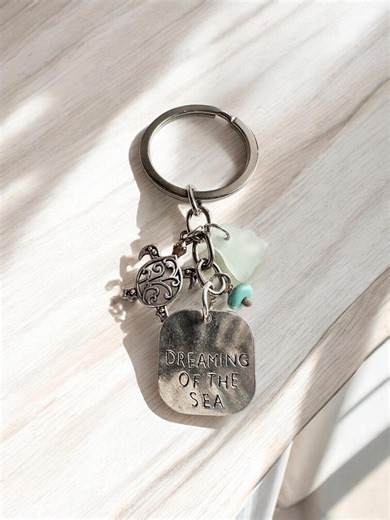 Sea Glass Keychain Dreaming of the Sea Charm Turtle Keychain Beach Lover Gift Ocean Inspired Accessory Minimalist Keychain Beach Lover Gift - Etsy