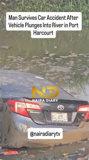 Man Survives Car Accident After Vehicle Plunges Into River in Port Harcourt A man in Port Harcourt, Rivers State, has expressed gratitude to God after surviving a serious accident that saw his car plunge into a river in the Eliozu area of the city. According to his account, the incident occurred when his vehicle ran off the road and ended up in the river. He said he managed to escape by breaking the front windscreen and swimming to safety. The vehicle was later recovered with the help of a crane