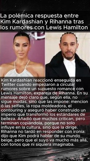 La polémica respuesta entre Kim Kardashian y Rihanna tras los rumores con Lewis Hamilton