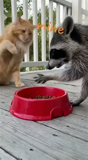 Cat vs Raccoon 😤 Who Will Win the Snack War?!