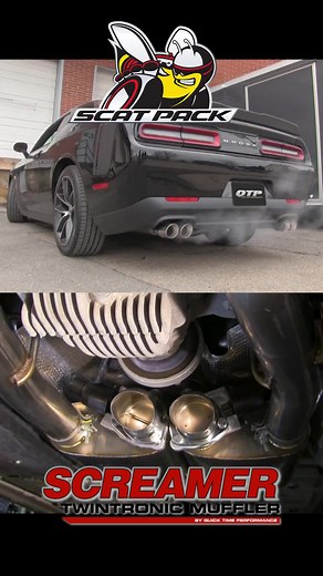 This Scat Pack is now a prowling, growling beast thanks to its dual QTP Screamer upgrade! With the flip of a switch this Challenger transforms, unleashing the full throaty muscle of its HEMI V8 through twin screamers. Go from a mellow purr to an unrestrained ROAR that demands respect! While other exhausts are one volume, QTP puts YOU in command of the sound. Take control from the cockpit to customize power and acoustics to match your mood! #qtp #quicktimeperformance #scatpack #dodge #dodgechalle