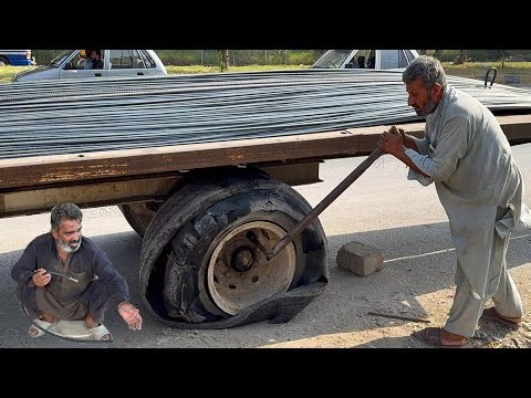 Real Road Incident | Tractor Trolley Tyre Burst with Heavy Load | RestoreX Garage