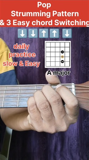 Easy Pop Strumming Pattern & A-D-E Chord Lesson 🎸"