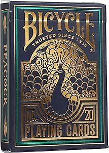 Bicycle Peacock Playing Cards - Green - Cold Foil Premium Playing Card Deck for Card Games and Magic Tricks - Dazzling Design, Smooth Finish