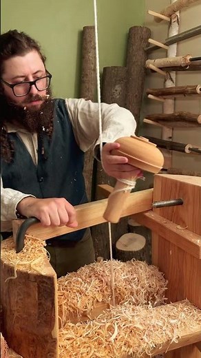 Turning a bowl on a spring pole lathe