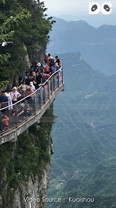 149K views · 1.4K shares | Walk (almost) on air for an exhilarating view of the gorgeous Tianmen Mountain with a serpentine road that has 99 bends. (Source: Kuaishou) | Discover China | Facebook