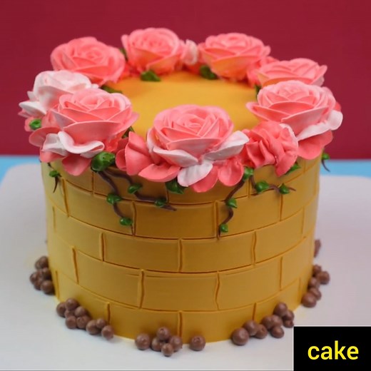 22K views · 849 reactions | Yellow cake pink rose cake. | Cake Videos | Facebook